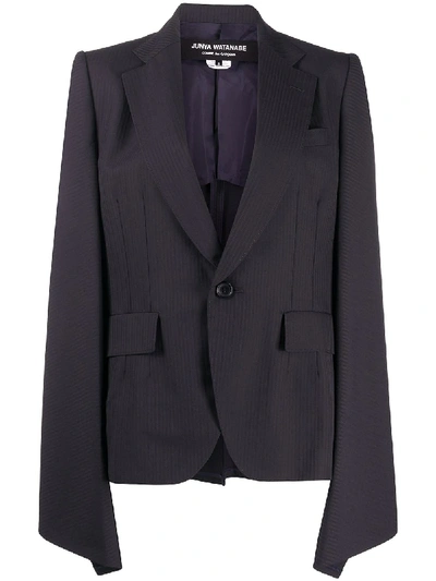 Junya Watanabe Ribbed Open-sleeved Blazer In Blue