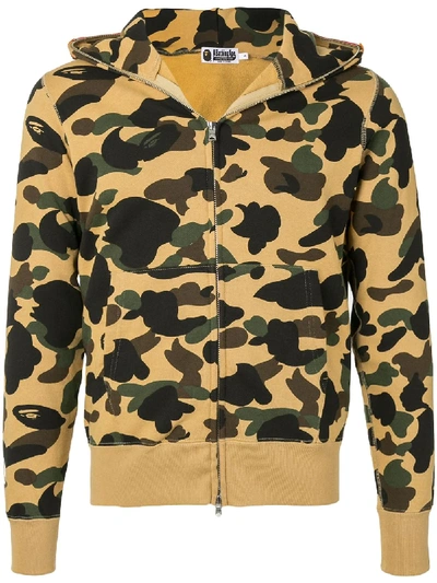 Bape Camouflage Print Hoodie In Yellow