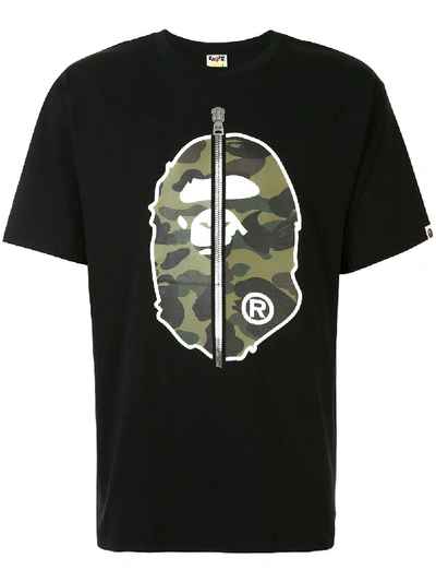 Bape Camouflage Print T-shirt In Black