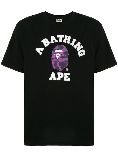 Bape Logo Print T-shirt In Black