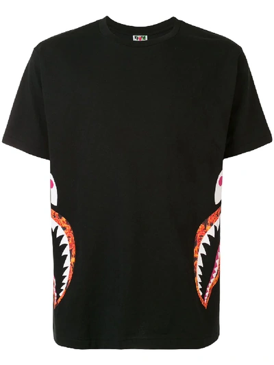 Bape Shark Teeth Print T-shirt In Black