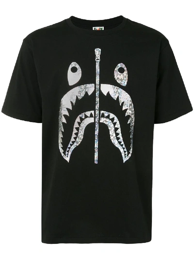 Bape Shark Face Print T-shirt In Black