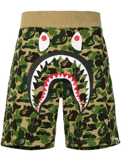 Bape Camouflage Print Track Shorts In Green
