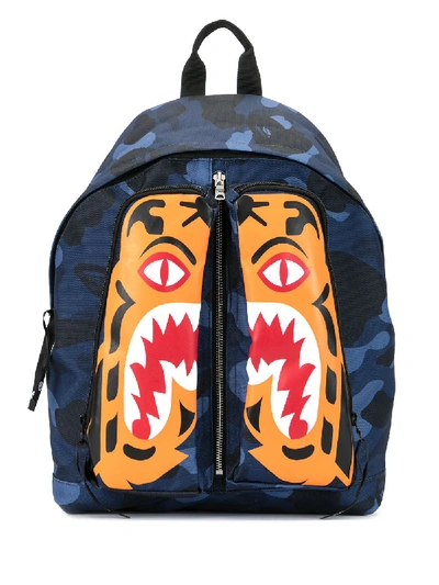 Bape Rucksack Mit Camouflage-print In Blue