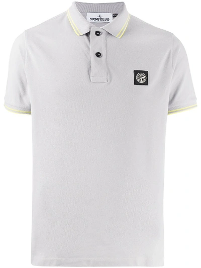 Stone Island Poloshirt Mit Kontraststreifen In Grey