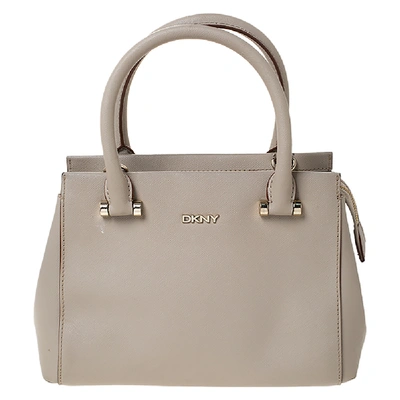 Pre-owned Dkny Beige Leather Small Dona Karan Zip Tote