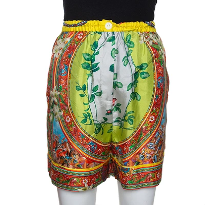 Pre-owned Dolce & Gabbana Multicolor Sicilian Print Silk Shorts M