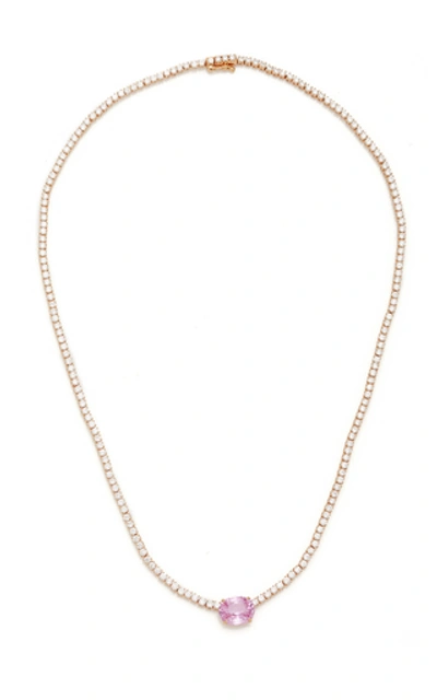 Anita Ko Hepburn 18k Rose Gold; Sapphire; And Diamond Necklace In Pink