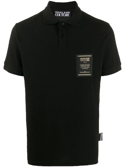 Versace Jeans Couture Patch-embellished Polo Shirt In Black