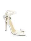 Alexandre Birman Clarita Bow Leather Sandals In White