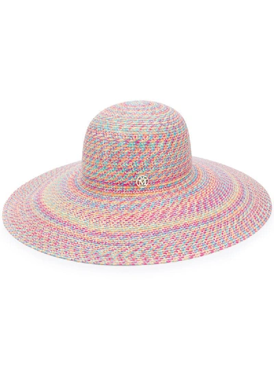 Maison Michel Woven Paper Sun Hat In Pink