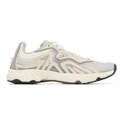 Acne Studios Panelled Faux-suede And Ripstop Trainers In White,ivory,ivory