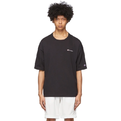 Champion Logo Embroidery Cotton T-shirt In Black