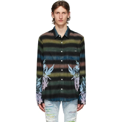 Amiri Rainbow Stripe Leaf Print Shirt In Printed