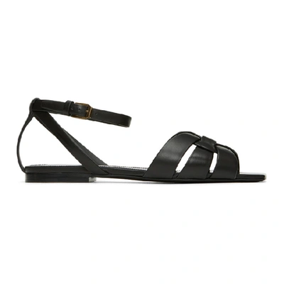 Saint Laurent Tribute Leather Sandals In Black