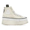 R13 Grosgrain-trimmed Distressed Canvas Platform High-top Sneakers In Ecru