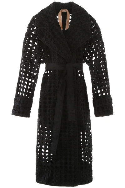 N°21 Perforated Trench Coat In Black
