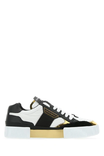 Dolce & Gabbana Miami Metallic Panelled Leather Trainers In Multicolour