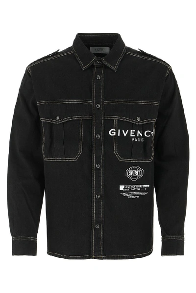 Givenchy Mixed Print Denim Shirt In Black