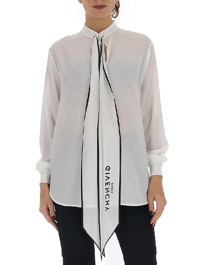 Givenchy Logo Tie Blouse In White