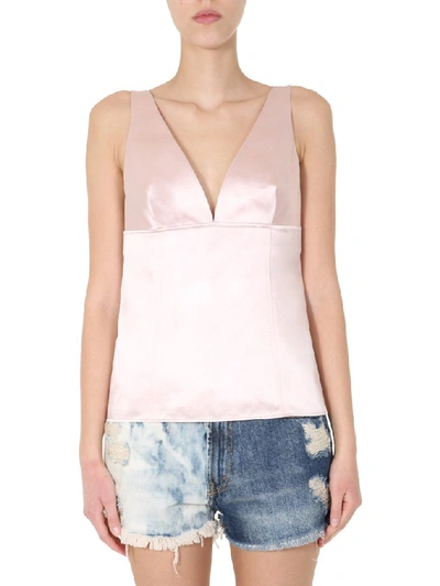 Givenchy V-neck Satin Top In Pink