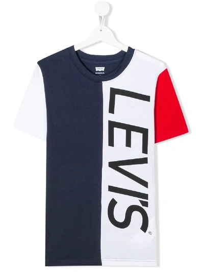 Levi's Teen Color-block Vertical Logo T-shirt In Blue