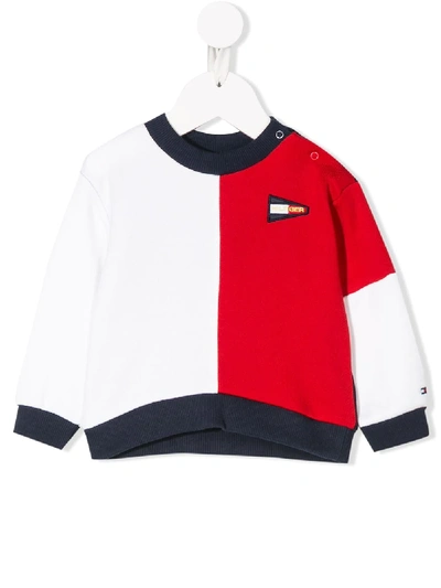 Tommy Hilfiger Junior Teen Colour Block Branded Jumper In Red