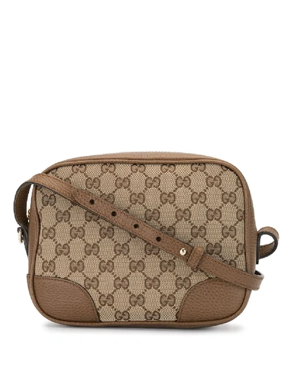 Pre-owned Gucci Gg 经典logo斜挎包 In Brown