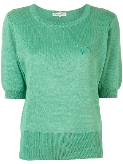 Pre-owned Dior Logo Knitted T-shirt In Green