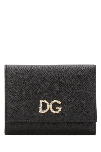 Dolce & Gabbana Embellished Logo Wallet In Black