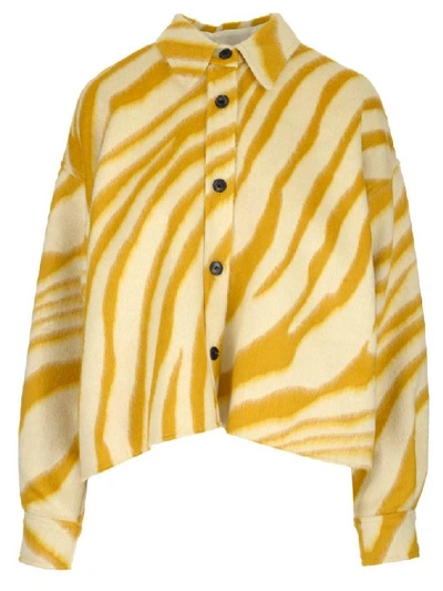 Isabel Marant Hanao Zebra-print Felted Overshirt In 10yw Yellow