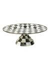 Mackenzie-childs Mackenzie Childs Courtly Check Pedestal Platter In Black/white