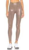 Beyond Yoga Twinkle High Waist 7/8 Leggings In Mocha Brown & Rose Gold Twinkle
