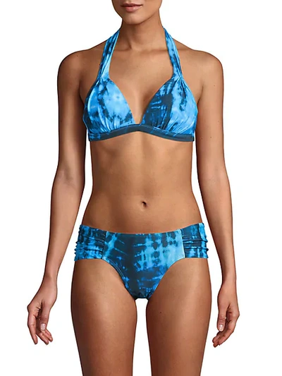 Rachel Rachel Roy Tie-dye Halter Bikini Top In Blue