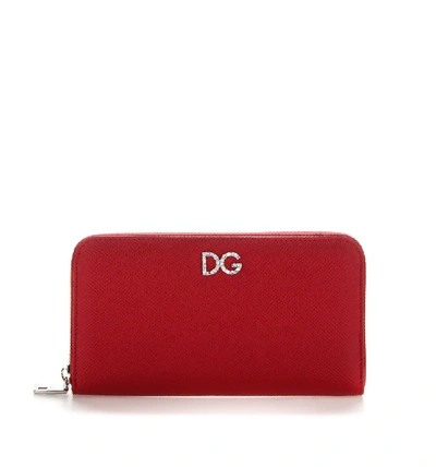 Dolce & Gabbana Zip Around Wallet In Ciliegia / Rosso