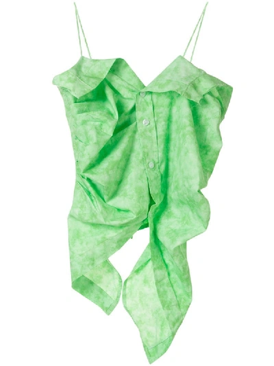 Ground Zero Tie Dye Print Asymmetric Waistcoat In Green