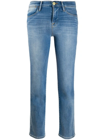 Frame Le Noveau Mid-rise Straight Leg Stretch Organic Denim Jeans In Navy