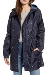 Joules Right As Rain Packable Print Hooded Raincoat In Frnvyst
