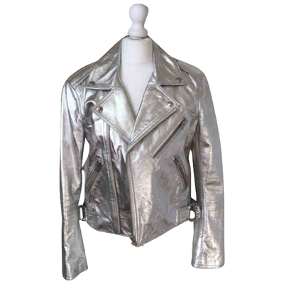 Pre-owned Iro Leather Biker Jacket In Silver