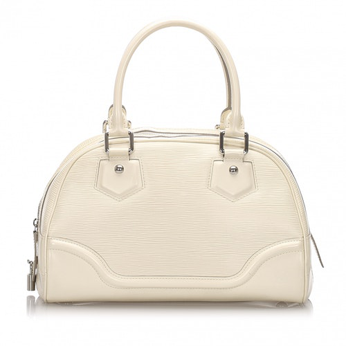 Pre-Owned Louis Vuitton Montaigne Vintage White Leather Handbag | ModeSens