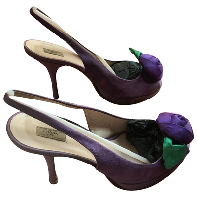 Pre-owned Prada Cloth Heels In Purple