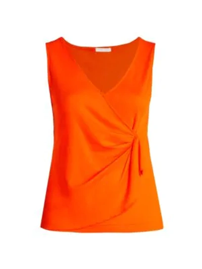 Joan Vass, Plus Size Draped Sleeveless Top In Orange