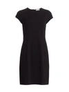 Joan Vass Petite Stretch-pique Sheath Dress In Black