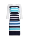 JOAN VASS WOMEN'S PETITE STRIPE COTTON SWEATER DRESS,0400012602672