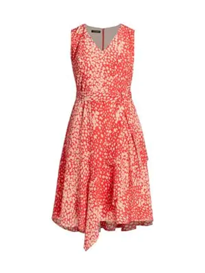 Lafayette 148 Telson Speckle Print Sleeveless Silk Dress In Ultra Pink Multi