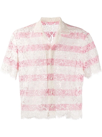 Dsquared2 Striped Lace Shirt In Pink