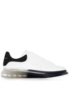 Alexander Mcqueen Exaggerated-sole Suede-trimmed Leather Sneakers In White Black