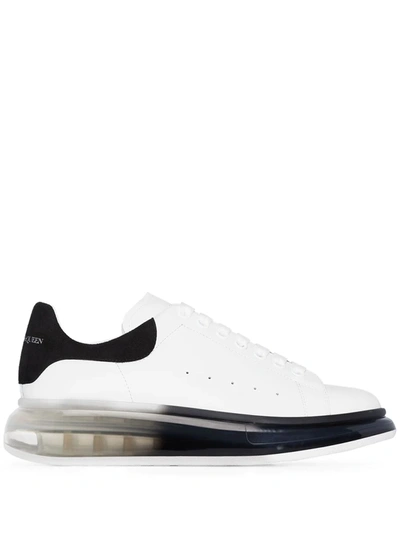 Alexander Mcqueen Exaggerated-sole Suede-trimmed Leather Sneakers In White Pattern