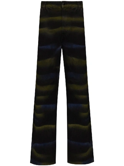 Eckhaus Latta Atmospheric Hand-dyed Wide-leg Jeans In Black