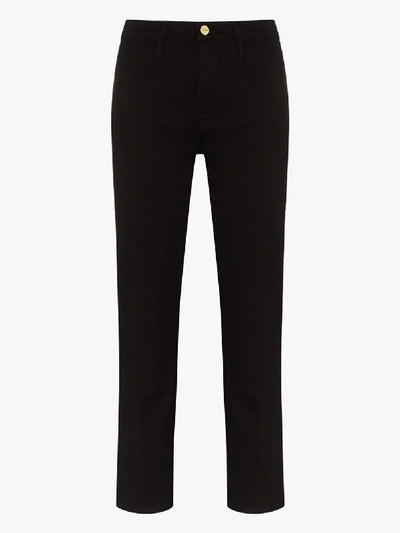 Frame Le Nouveau Cropped High-rise Straight-leg Jeans In Black